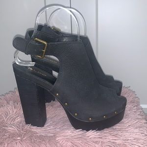 🔸ALDO Women Aldo Juliusa Peep Toe Ankle Strap Mule Sandal Black us 6.5 eu 37